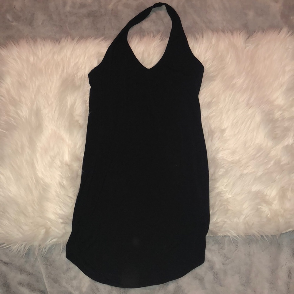 **SOLD**  NWOT mini black halter dress